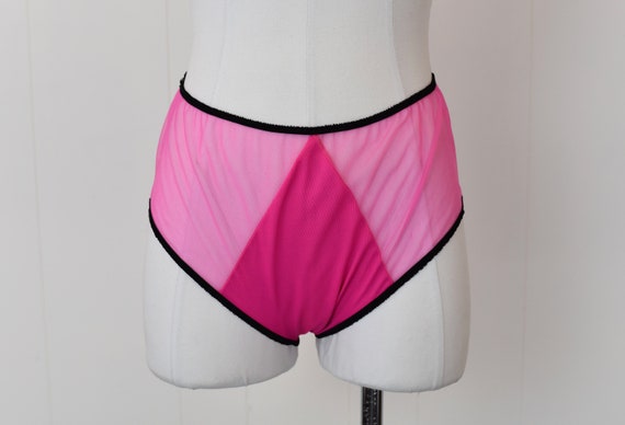1960s/1970s Hot Pink Black Lace Blouse & Panties … - image 6