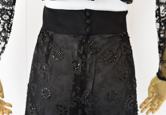 1970s Black Lace Sequined Two Piece Set - image 7