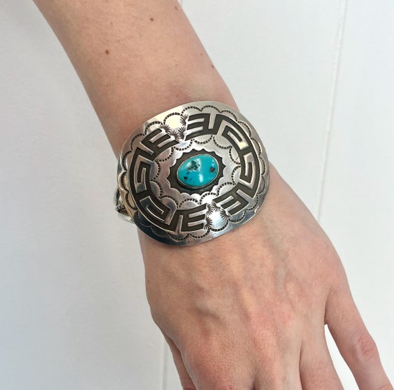 1960s/1970s Turquoise Sterling Silver Concho Nati… - image 7