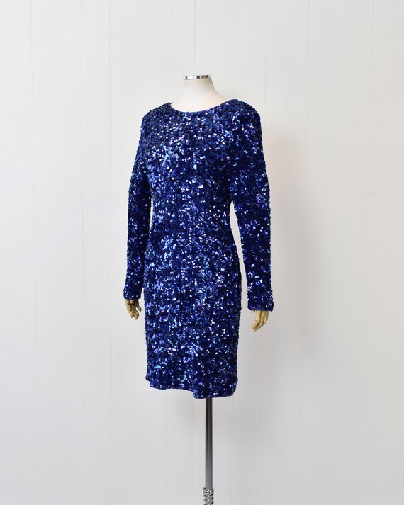 1980s Blue Purple Sequin Beaded Eve's Allure Part… - image 3