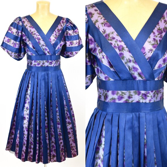 1950's Gay Gibson Striped Floral Dress