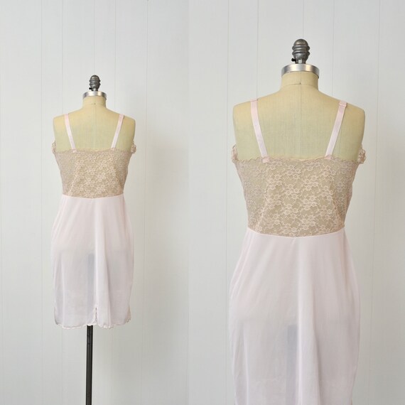 1950s/1960s Light Pink Floral Lace Nylon Boudoir … - image 7