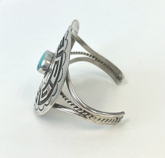 1960s/1970s Turquoise Sterling Silver Concho Nati… - image 3