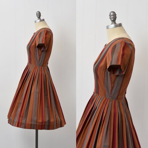 1960s Orange Striped Junior Towne Day Dress - image 5