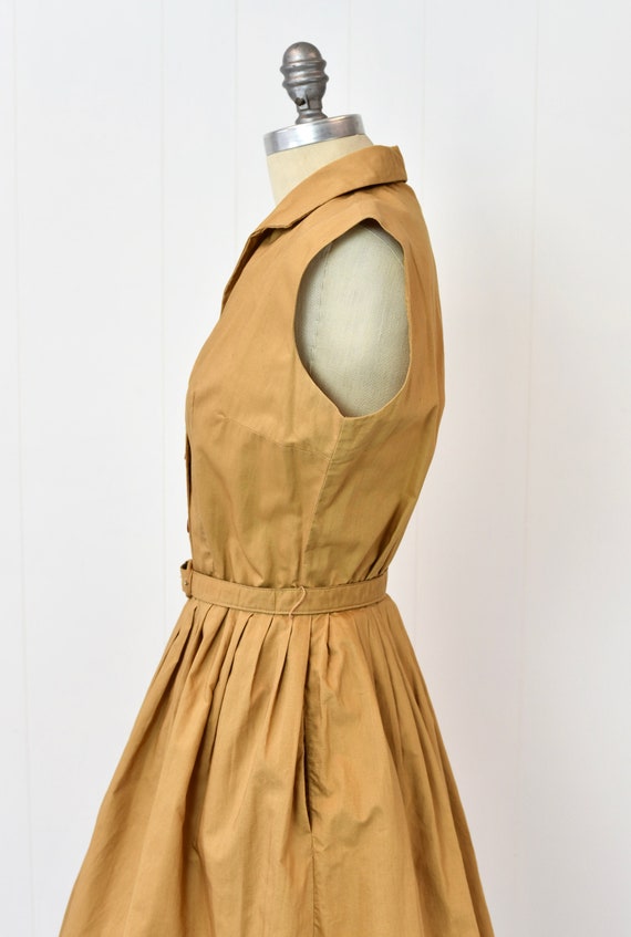 1950s Serbin Camel Brown Day Dress - image 6