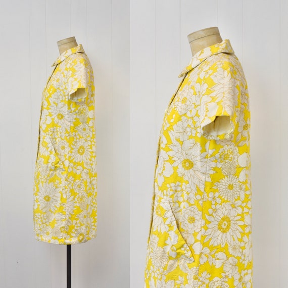 1960s Serbin of Florida Yellow White Floral Print… - image 4