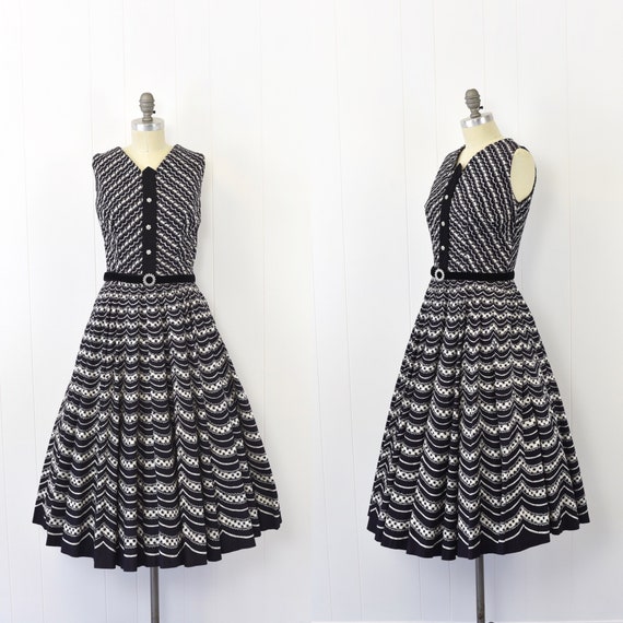 1950's Gingham Trompe L'oeil Style Dress