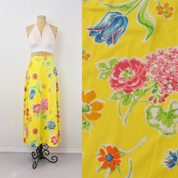 スカート 70s flower printed quilting long skirt 1970s Quilted Floral Print Maxi Skirt - Etsy