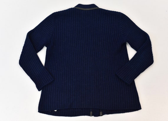 1980s Hermès Sport Navy Blue Wool Mohair Black Le… - image 5