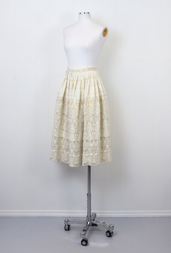 1950s Cream & Gold Metallic Embroidered Guatemala… - image 3