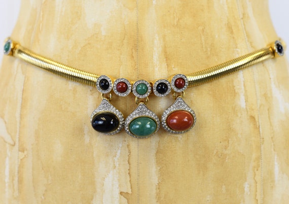 1980s Judith Leiber Rhinestone Multicolored Gold Statement  display picture 1