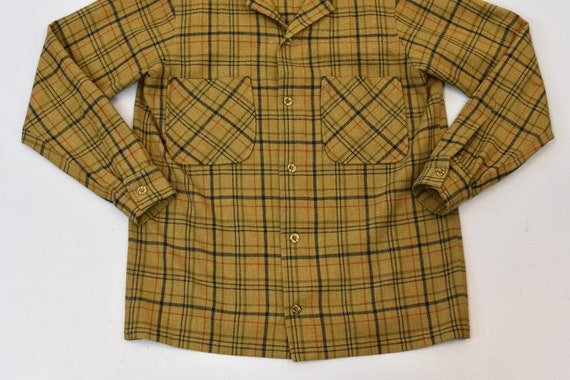 1950s Plaid Brown Classic Wool Long Sleeve Rockab… - image 3