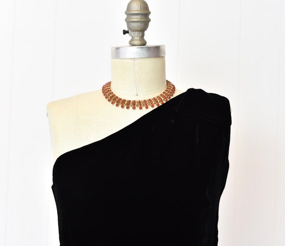 1960s Black Velvet One Shoulder Alice Stuart Blou… - image 2