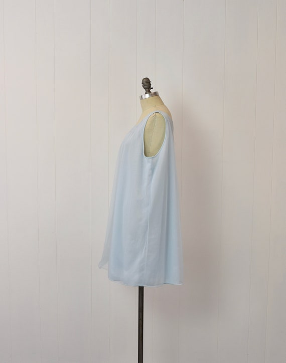 60s Baby Blue Beaded Wool Bustier (XL)
