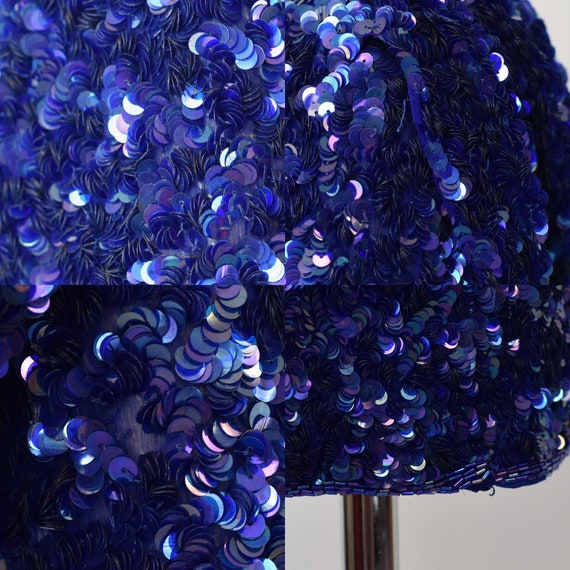 1980s Blue Purple Sequin Beaded Eve's Allure Part… - image 9