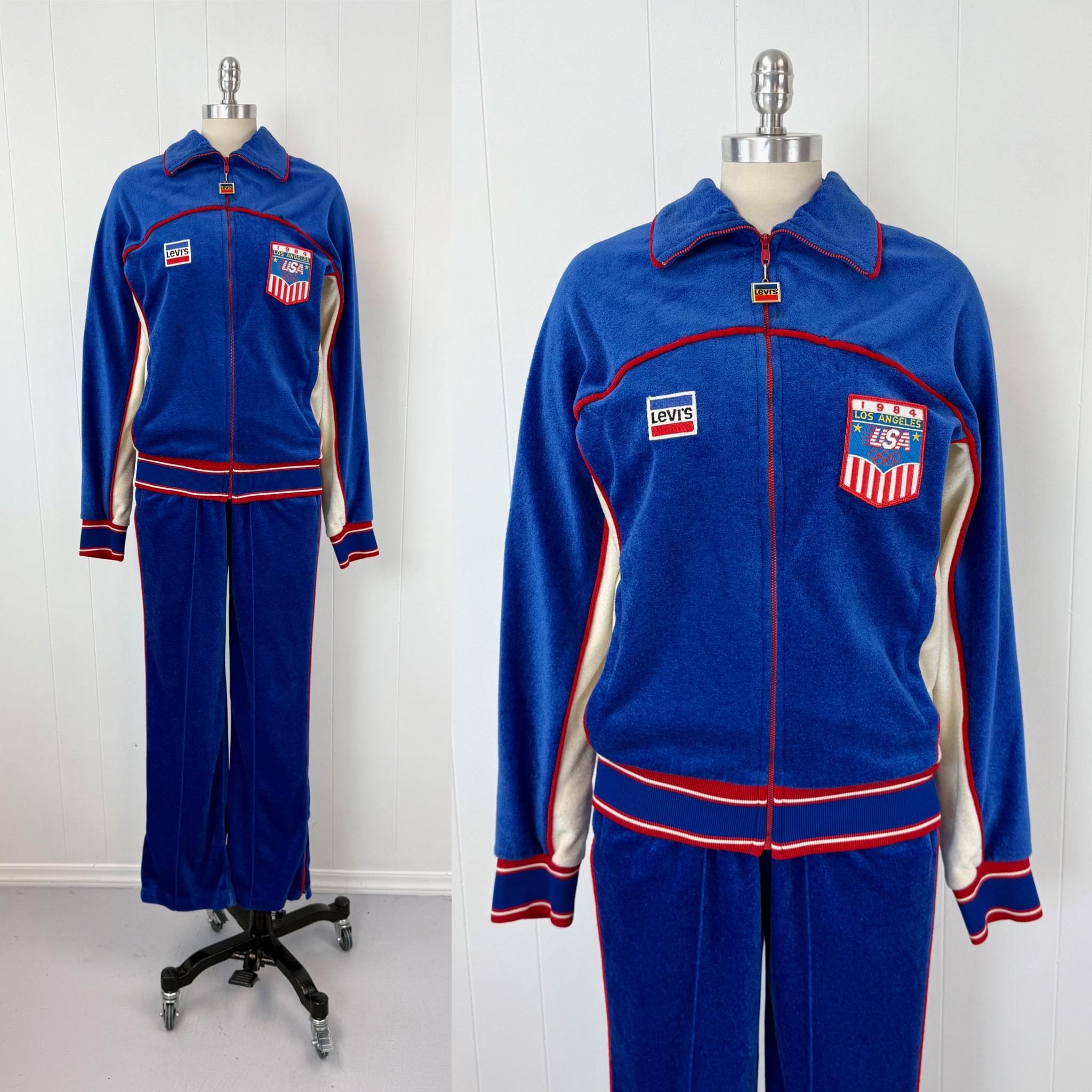 1980s Levi's USA Olympics Blue Red White Jacket Pants Two Piece