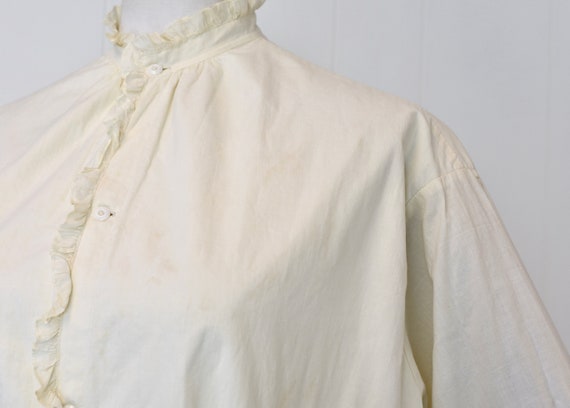 Antique 1900s White Cotton Ruffled Boudoir Nightg… - image 8