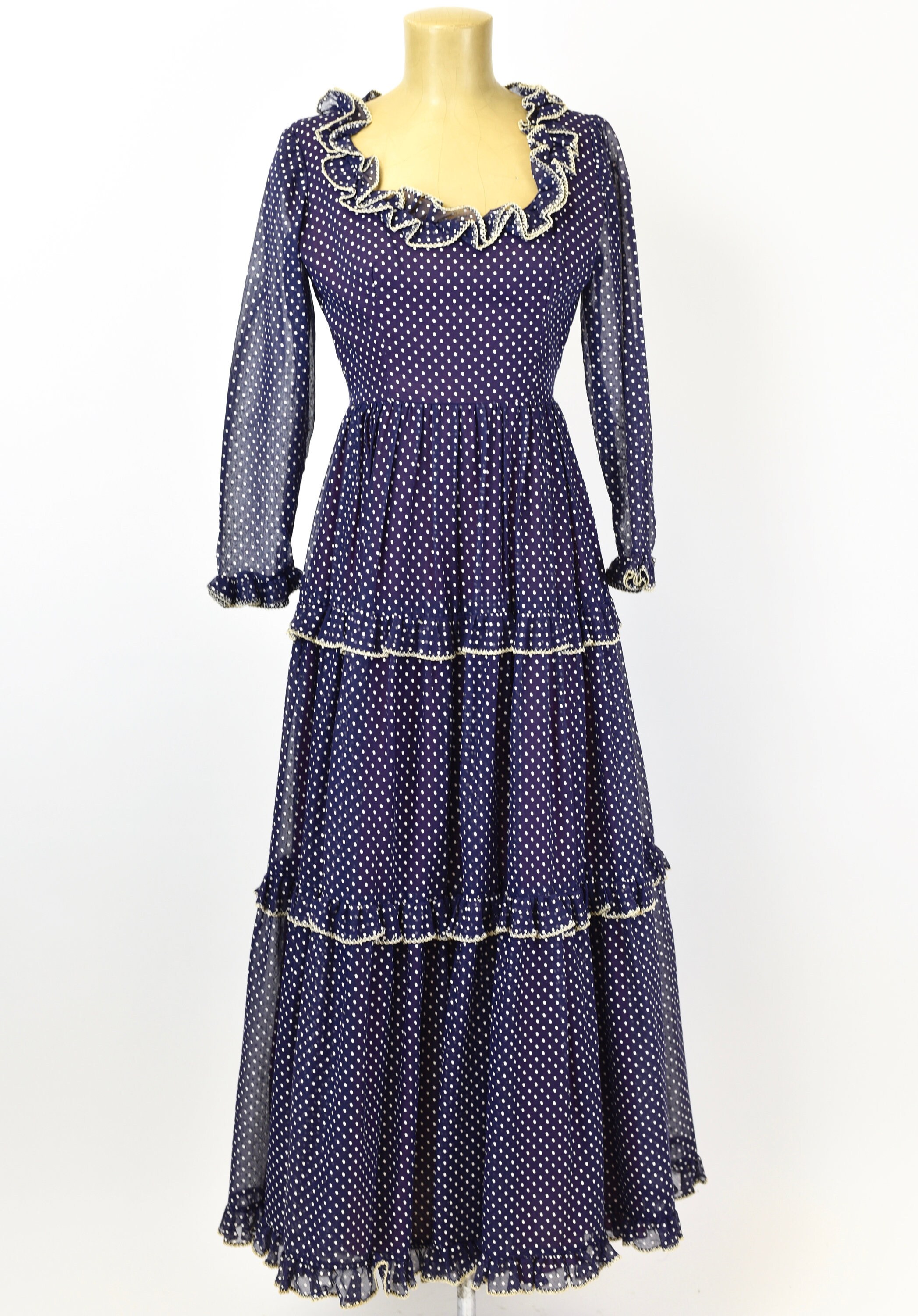 1970s Victor Costa I. Magnin Tie Waist Crop Top and Maxi Skirt