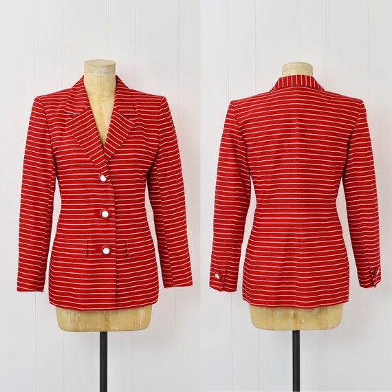 【YVES SAINT LAURENT】1990s Striped Jacket Vintage 90's Yves Saint Laurent Sweatshirt Full Zip Striped