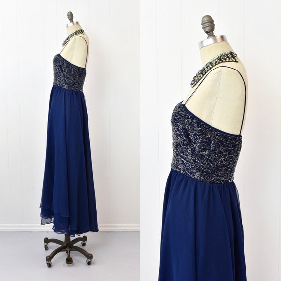 1960s Victoria Royal Midnight Navy Blue Beaded Ch… - image 5