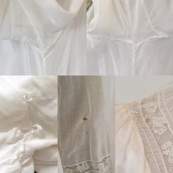 Antique 1900s Edwardian White Cotton Lace Sheer N… - image 7