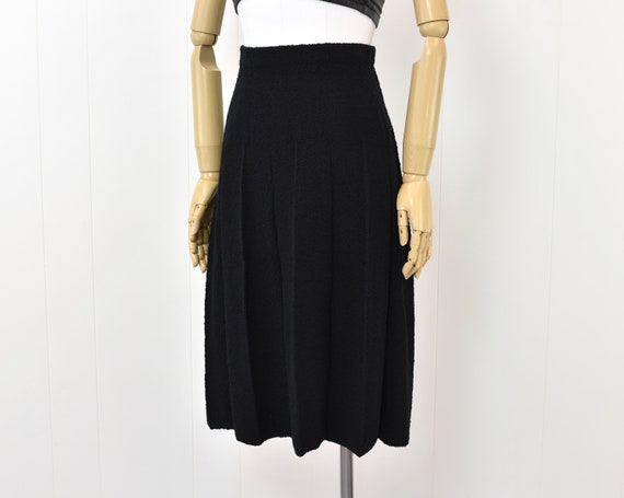 1980s Adolfo Saks Fifth Avenue Black Wool Pleated… - image 4