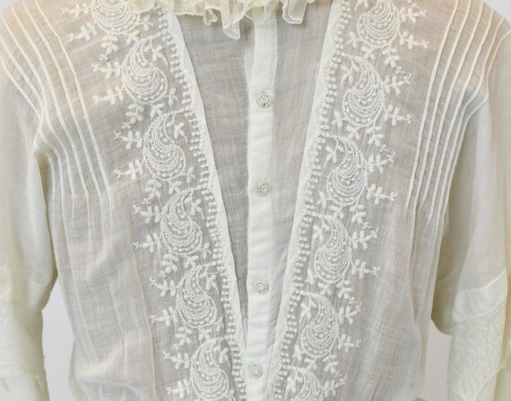 Antique 1900s White Cotton Embroidered Dress - image 7