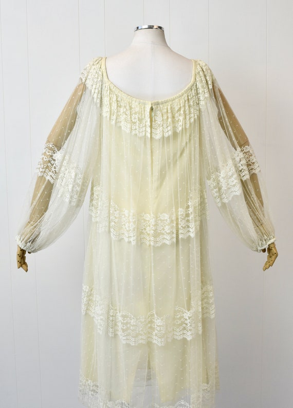 1970s Designer White Floral Tulle Dress Marita by… - image 8