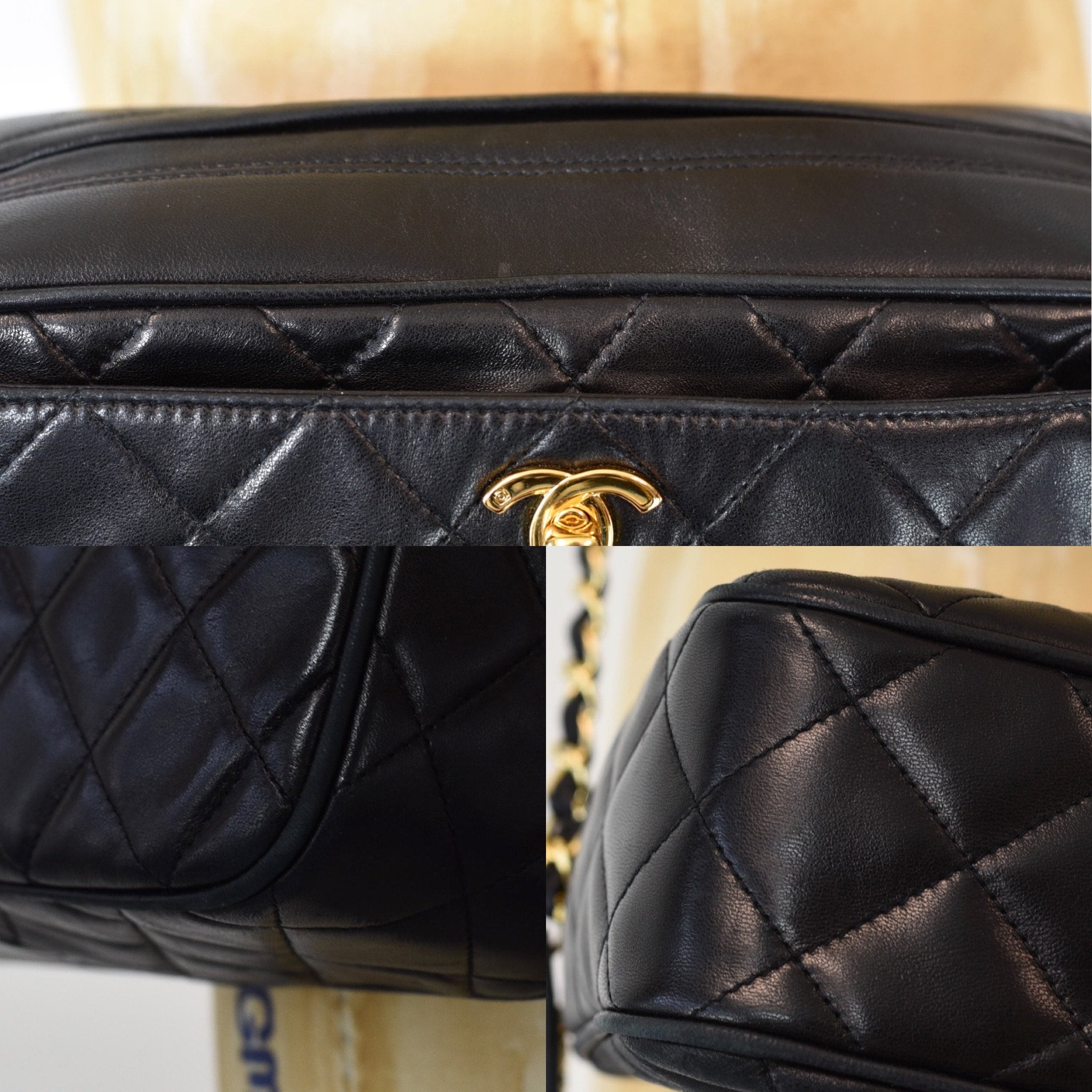 1990s Chanel Black Quilted Lambskin Leather With Gold Tone