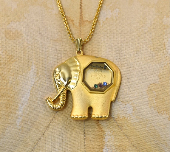 Vintage Pierre Cardin Elephant Gold Filled Rhinestone Charm Pendant Chain Statement Necklace Jewelry Etsy