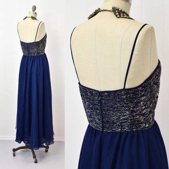 1960s Victoria Royal Midnight Navy Blue Beaded Ch… - image 8