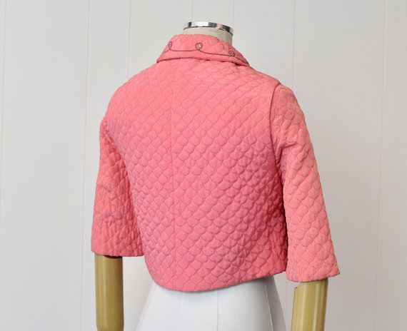 1950s Pink Quilted Pajama Set with Gold Topstitching