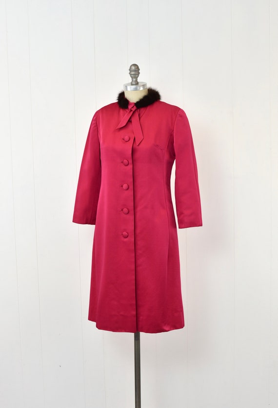 1960s Raspberry Pink Magenta Mink Fur Collar Mid … - image 4