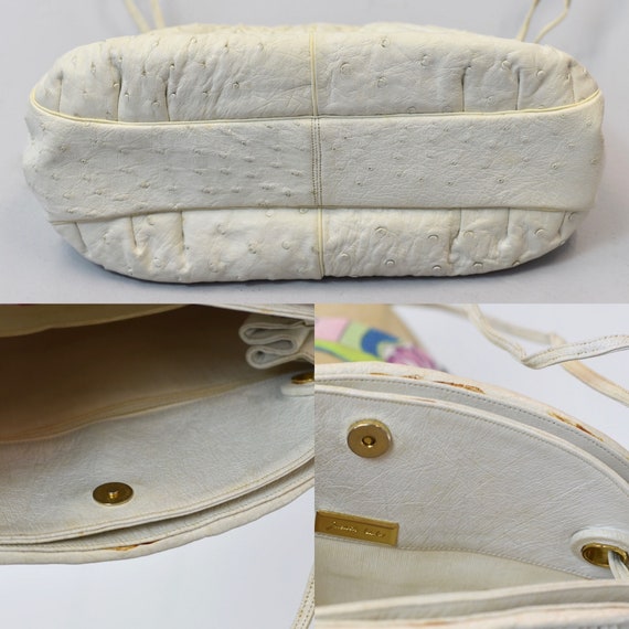 1980s Judith Leiber Ostrich Leather Ivory Off Whi… - image 7