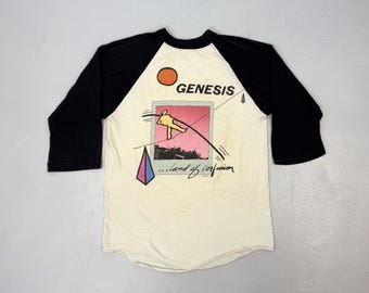 1987 Genesis Invisible Touch Tour Phil Collins Double Sided Single Stitch Raglan Baseball Band T-Shirt