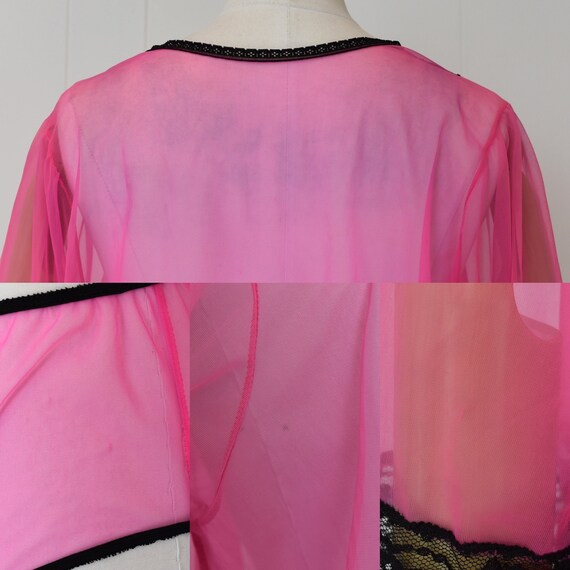 1960s/1970s Hot Pink Black Lace Blouse & Panties … - image 9