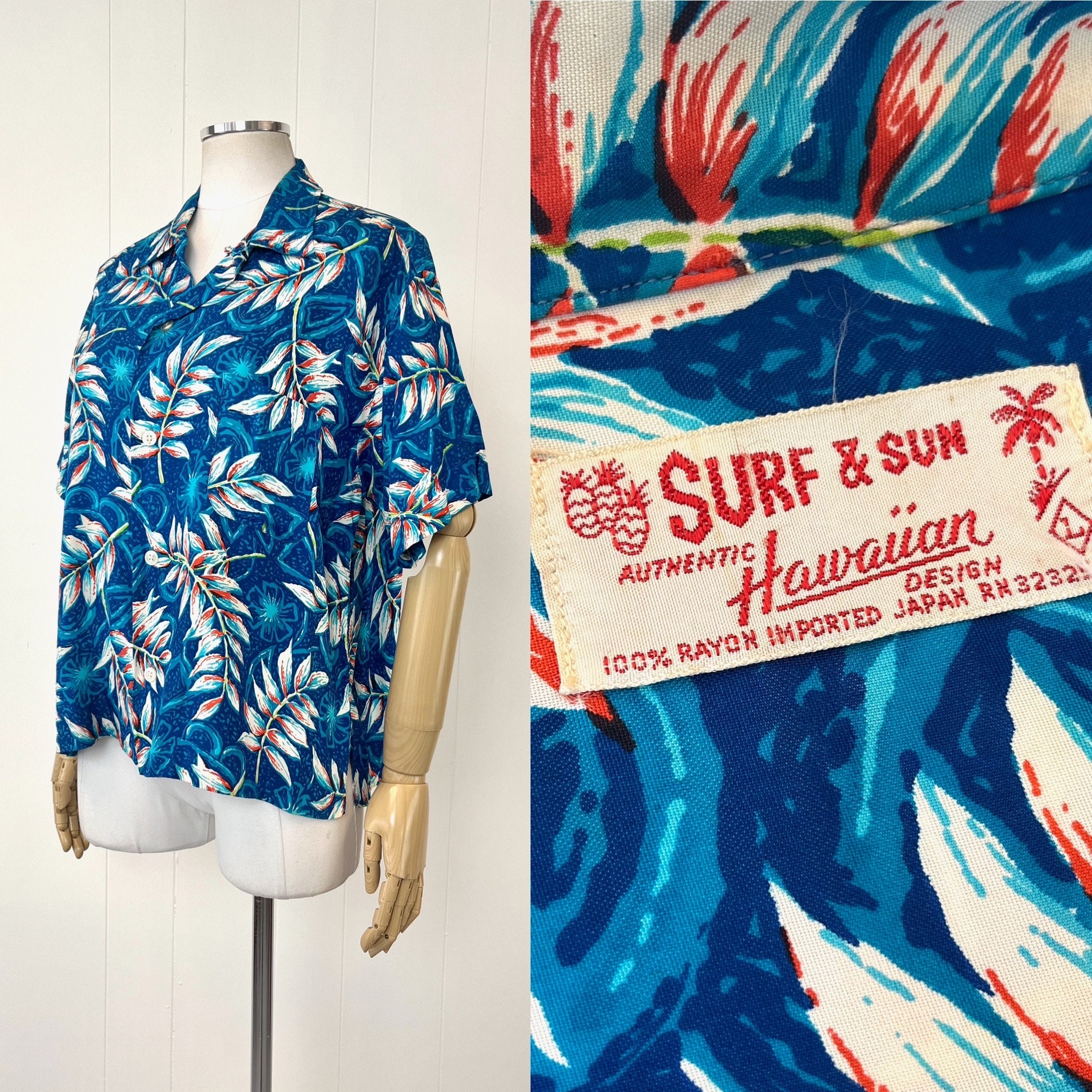 1950s Blue Hawaiian Surf & Sun Rockabilly Rayon Tiki Shirt - Etsy