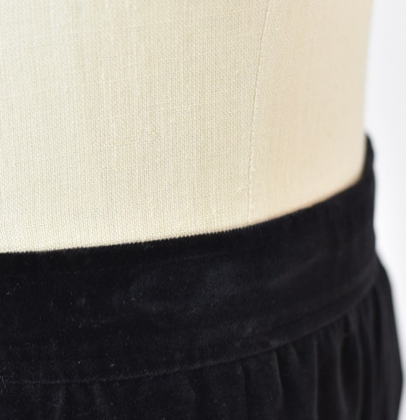 1980s Yves Saint Laurent Black Velvet Skirt with … - image 9