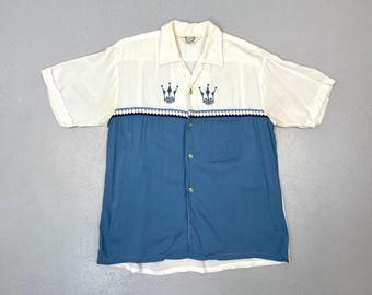 Vtg 60's Women's Bowling Shirt by Crown Prince Sz 36 White