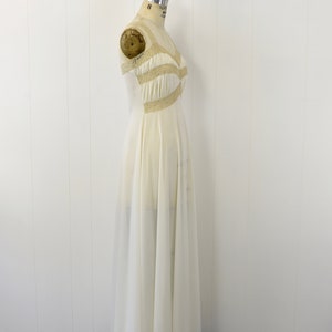 1950s White Nylon & Ecru Lace Nightgown image 4