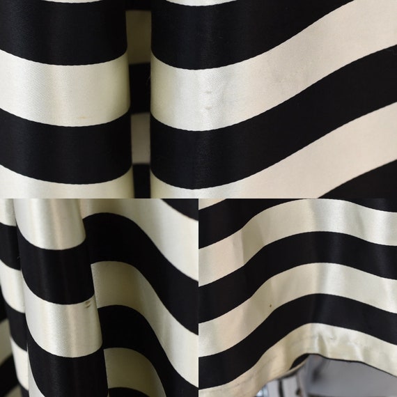 1970s Black & White Striped Ruffled Chiffon Maxi … - image 9