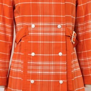 1970s Courreges Hyperbole Orange White Plaid Cotton Coat Jacket Dress image 4