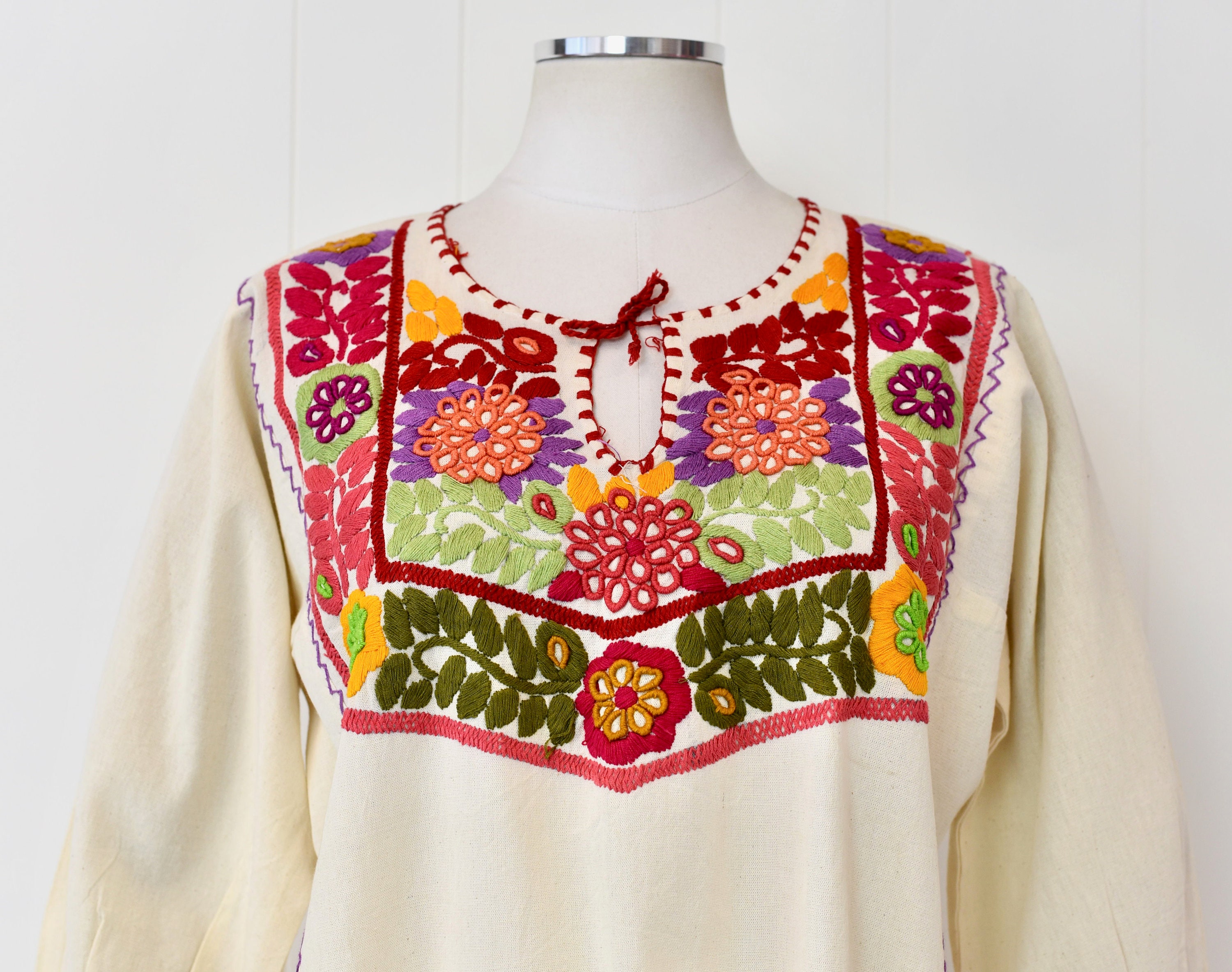 1960s/1970s Floral Embroidered Penny Lane Boho Hippie