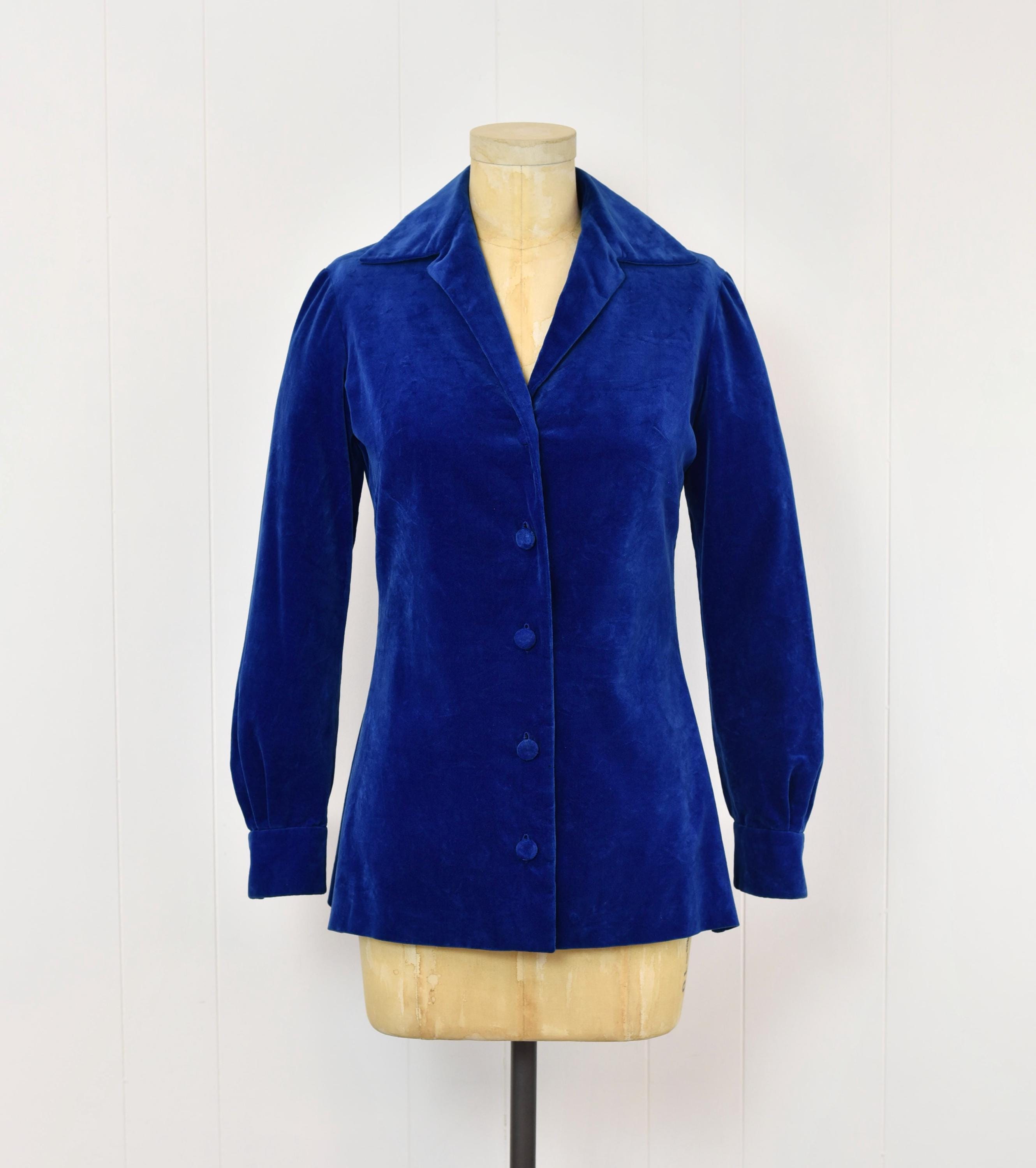 1970s Emilio Pucci Royal Blue Velvet Saks Fifth Avenue Jacket