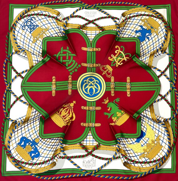 Vintage Hermes Paris Grande Tenue Henri D'origny Red Green Emblem