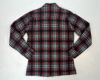 1950s/1960s Picasso Japan Red Blue Plaid Wool Button Down Flannel