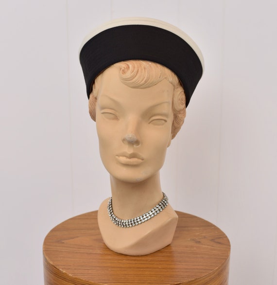 1970s Yves Saint Laurent Black & White Sailor Hat - image 2