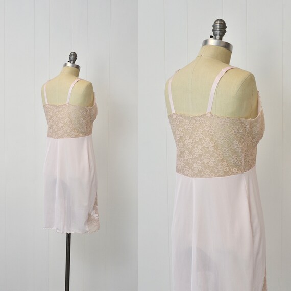 1950s/1960s Light Pink Floral Lace Nylon Boudoir … - image 8