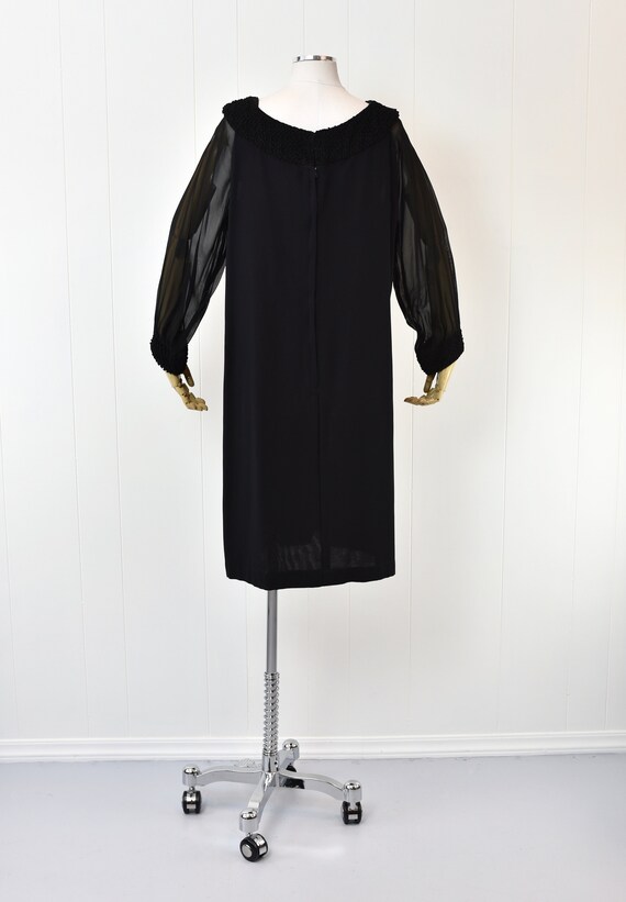 1960s Black Sheer Balloon Sleeve Mod Shift Dress - image 7