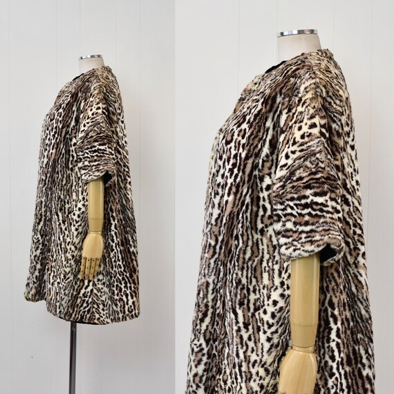 1960s Leopard Print Reversible Faux Fur Black Vel… - image 3